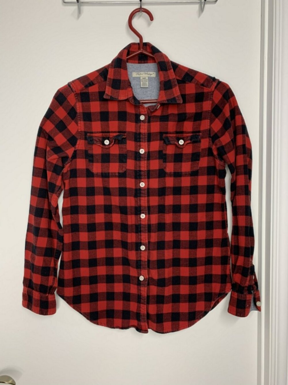Taylor Vintage Red and Black Plaid Shirt Size SMALL